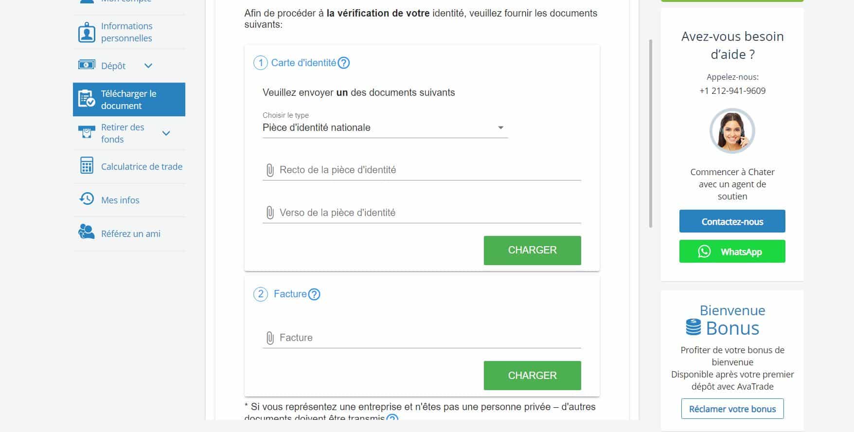 AvaTrade - Télécharger les documents de vérification - Acheter Action Bouygues