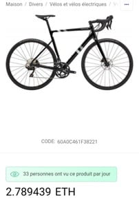 acheter vélo avec ethereum