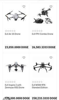 Articles à acheter avec Dogecoin : Drones