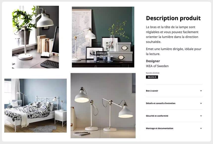 Description produit IKEA - Comment créer un e-commerce business