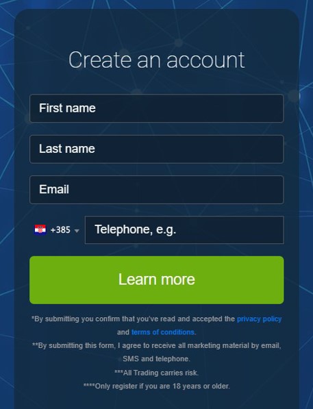 registrirajte račun na immediate connect