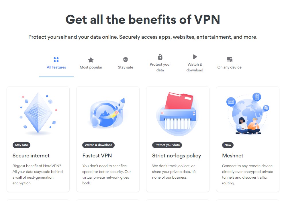 a Nord VPN legfontosabb jellemzői