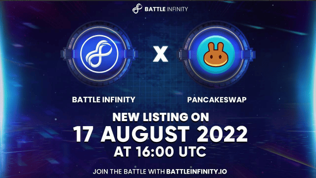 A PancakeSwap listázza a Battle Infinity-t Augusztus 17-én 16 órakor (UTC)