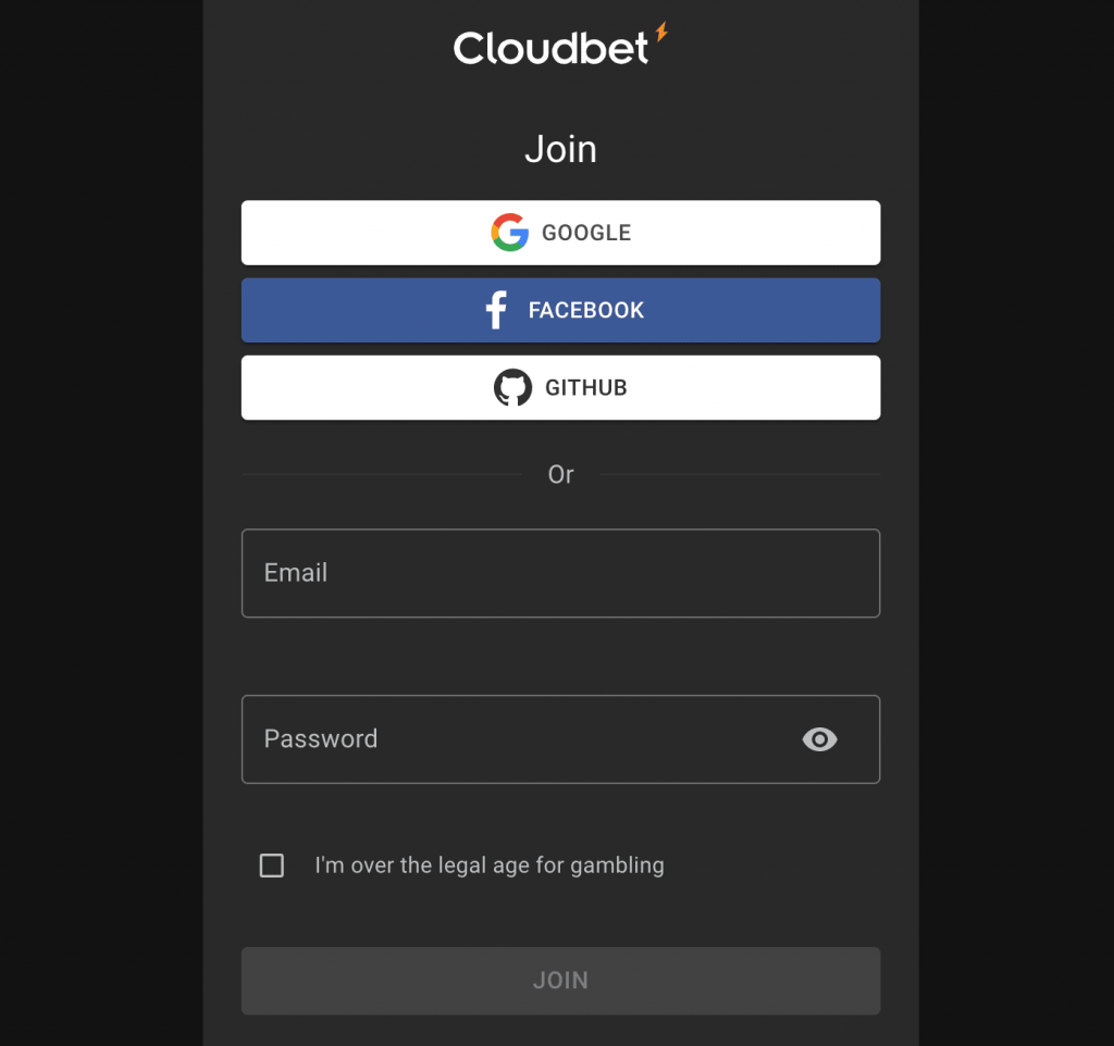 cloudbet profil létrehozása