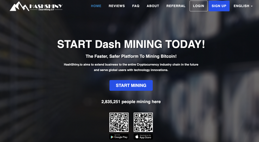 hashShiny felhő alapú bitcoin bányászati oldal
