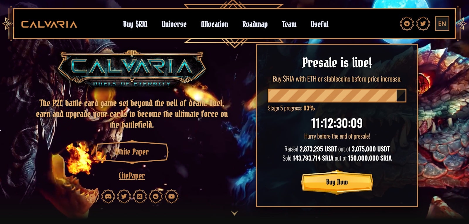 Már csak 200,000 dollár hiányzik, és lezárul a Calvaria előértékesítése