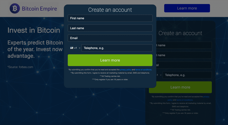 Bitcoin Empire regisztráció