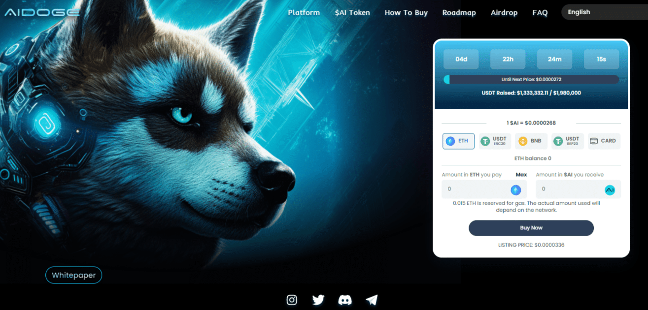 Ne hagyd ki az AiDoge előértékesítését, akár 1000x-es hozamra tehetsz szert Ne hagyd ki az AiDoge előértékesítését, akár 1000x-es hozamra tehetsz szert