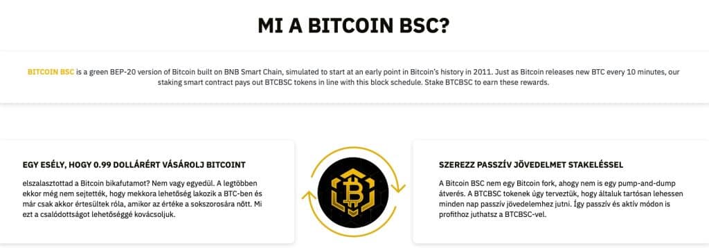 Bitcoin BSC leírás