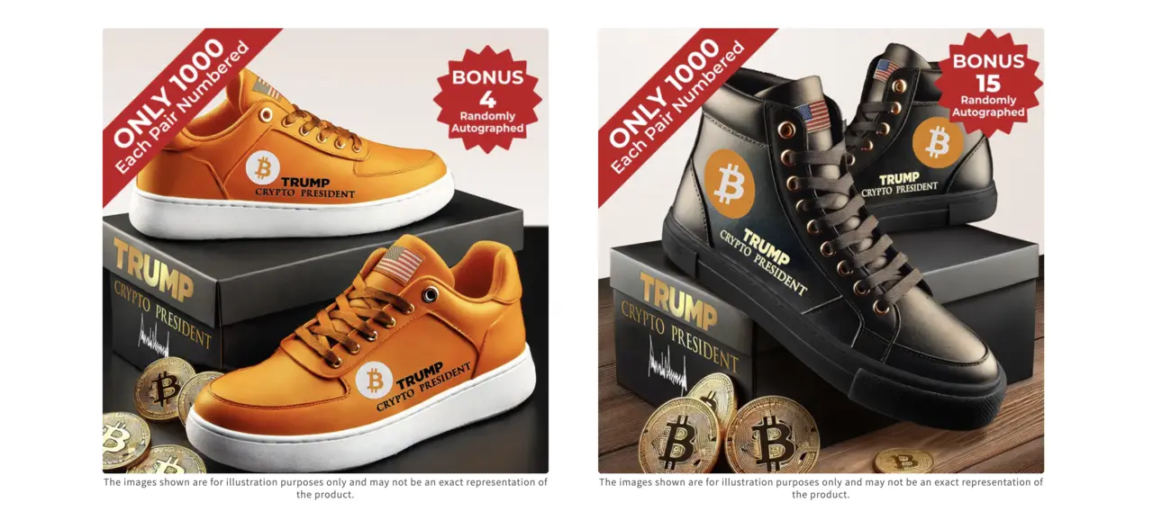 Elkeltek Donald Trump Bitcoinos sportcipői