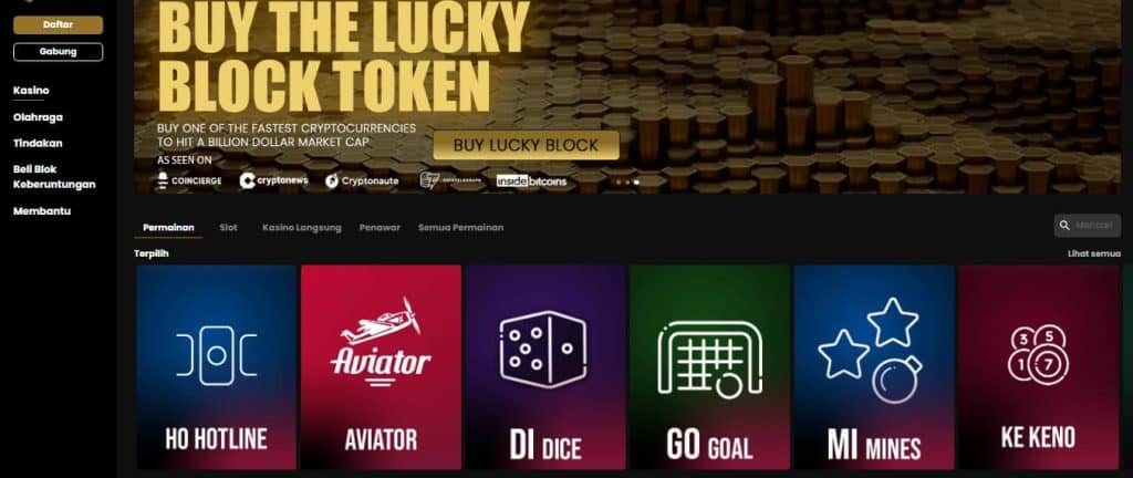 LuckyBlock Casino - Cashback Sebesar 15% dan Tanpa Persyaratan Taruhan