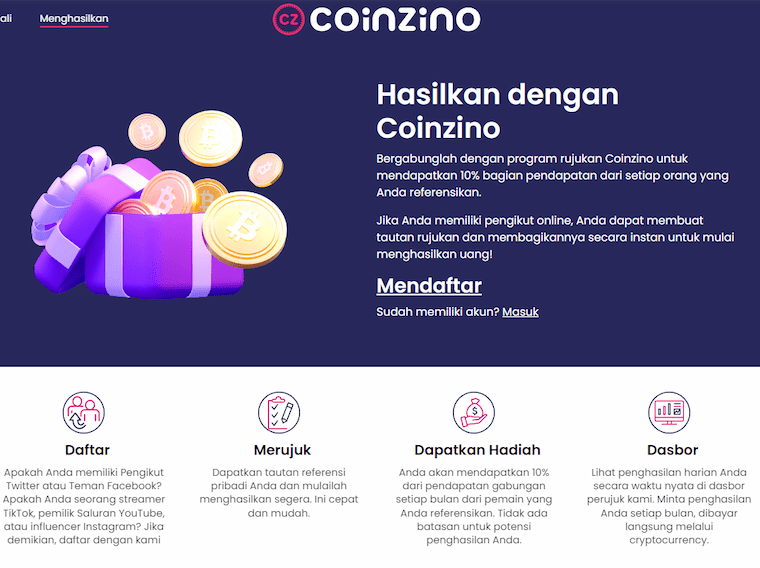 Program Penghasilan Rujukan Coinzino Casino