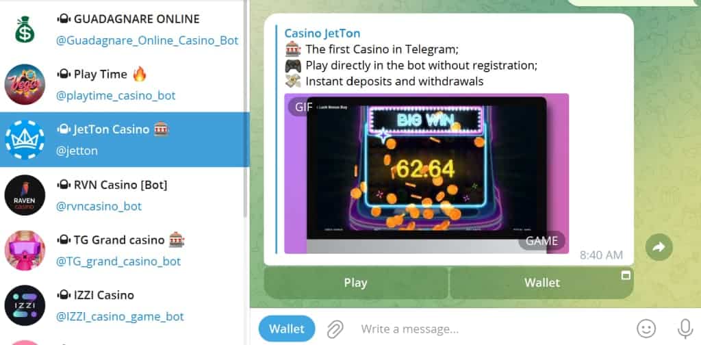 Jeton Casino Telegram Slots