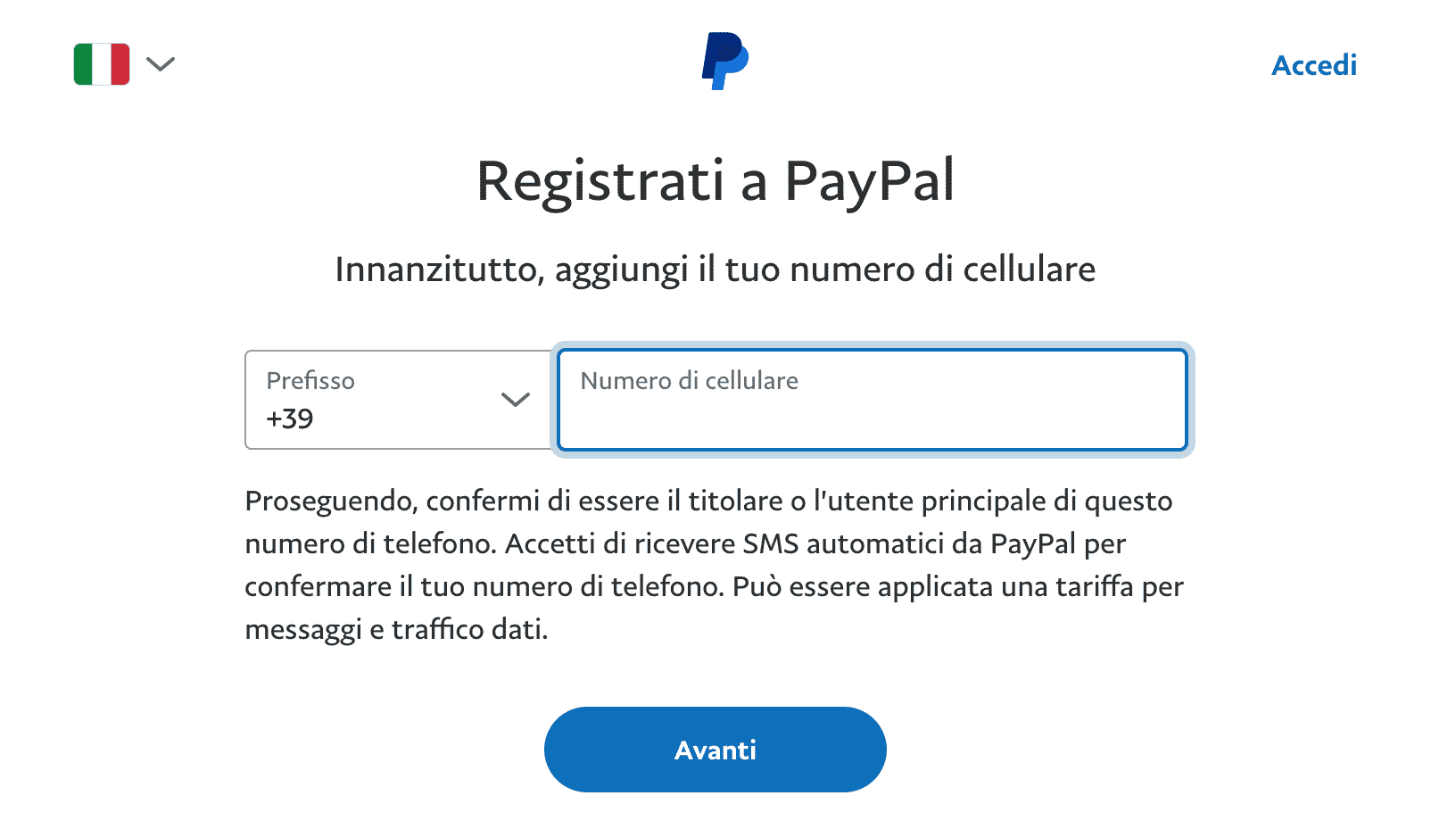 Apri un conto PayPal