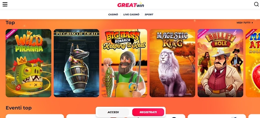GreatWin Casino – Among the best non-AAMS casinos with payments in Bitcoin