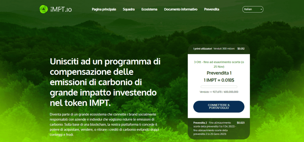 IMPT, il token più sostenibile in circolazione: il sito web