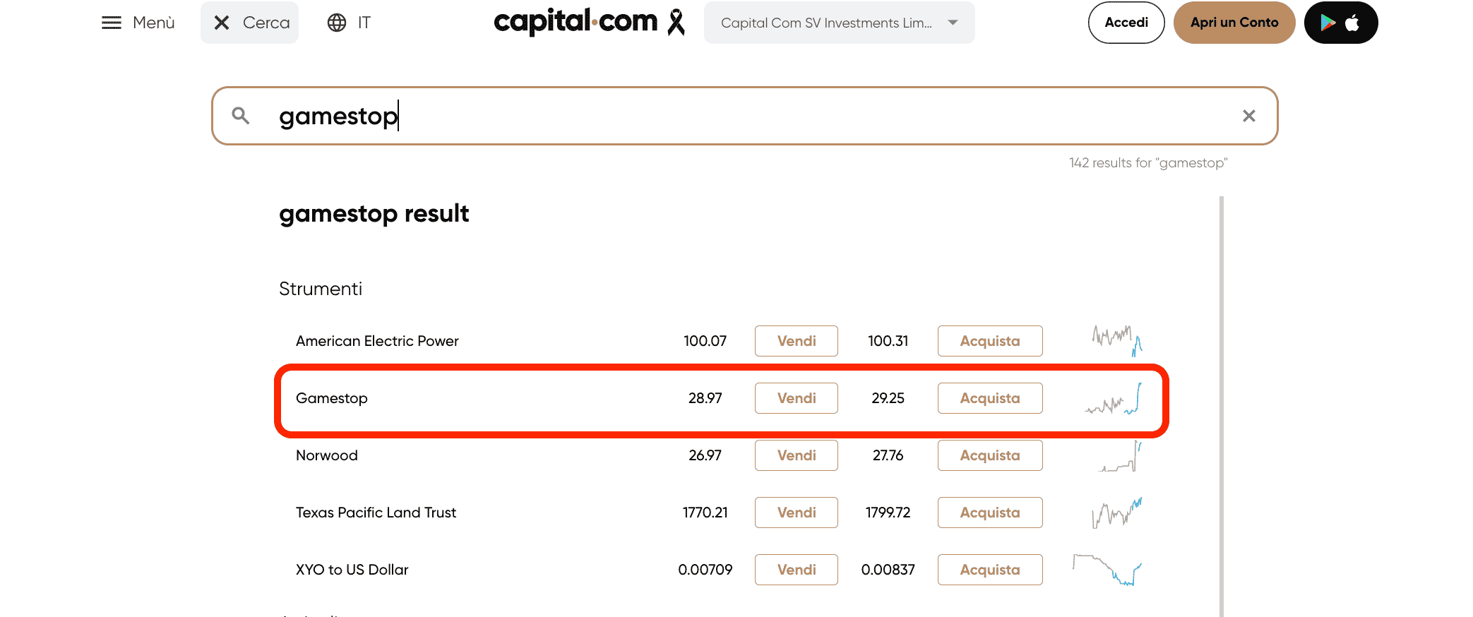 Acquistare azioni Gamestop su Capital.com