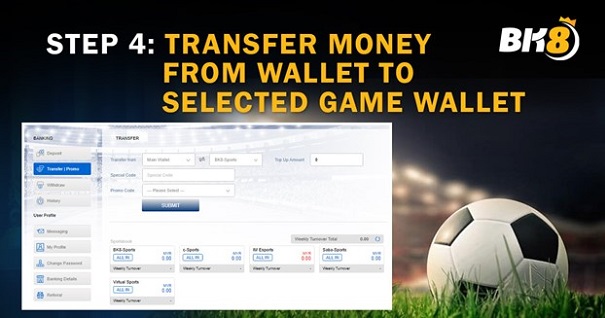 Step 4: Transfer money from your wallet to your game wallet of choice