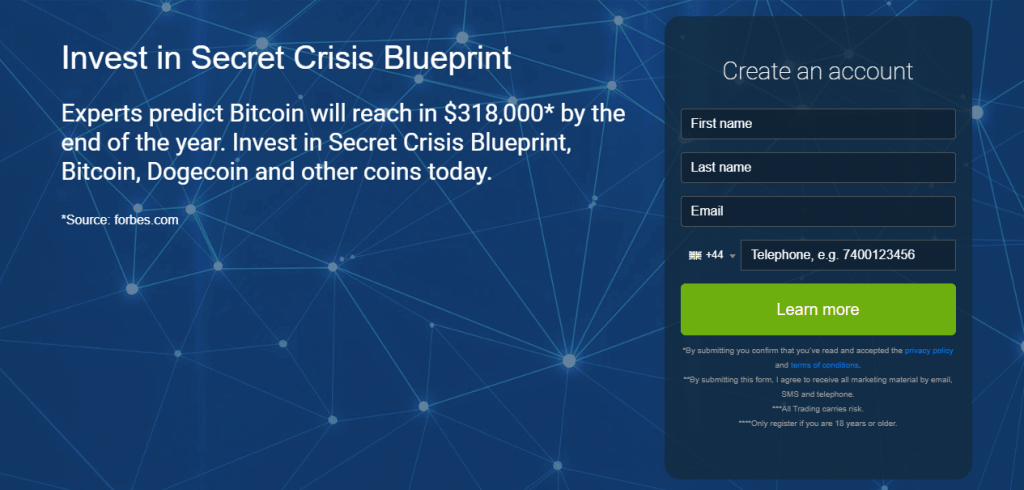 Secret Crisis Blueprint の公式ウェブサイト画面