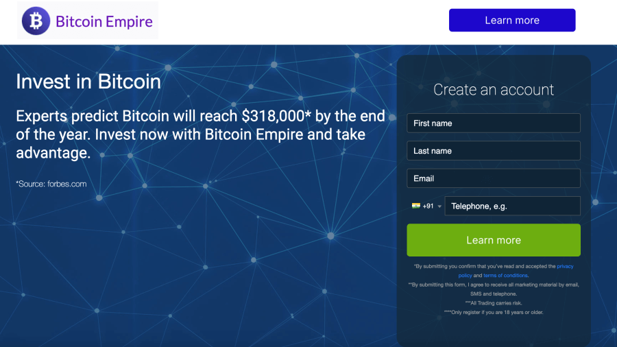 Bitcoin Empireの公式ウェブサイト