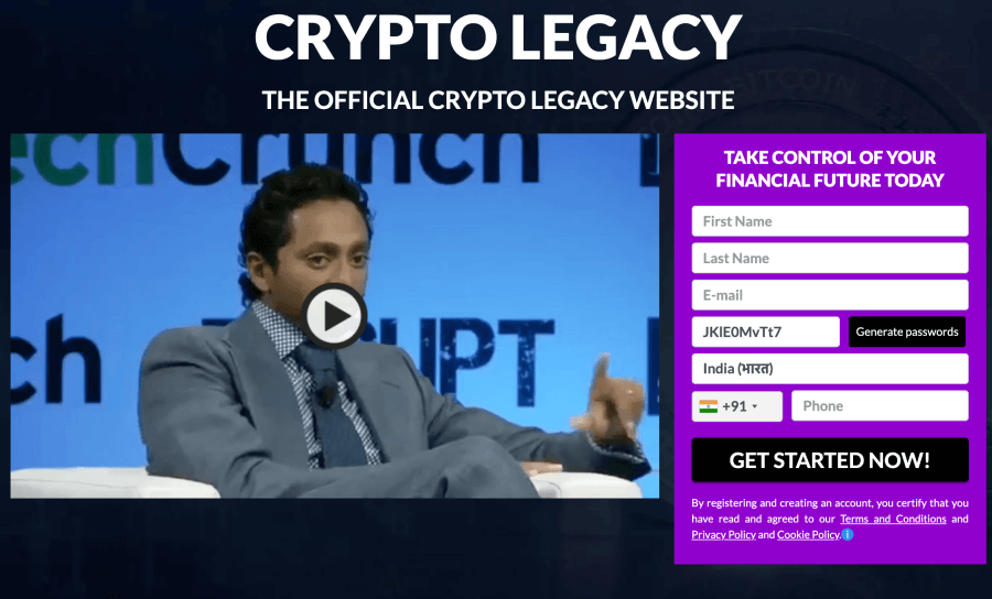 Crypto Legacyの公式画面