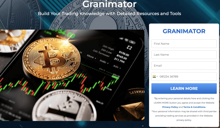 Immediate Granimatorの公式ウェブサイト画面