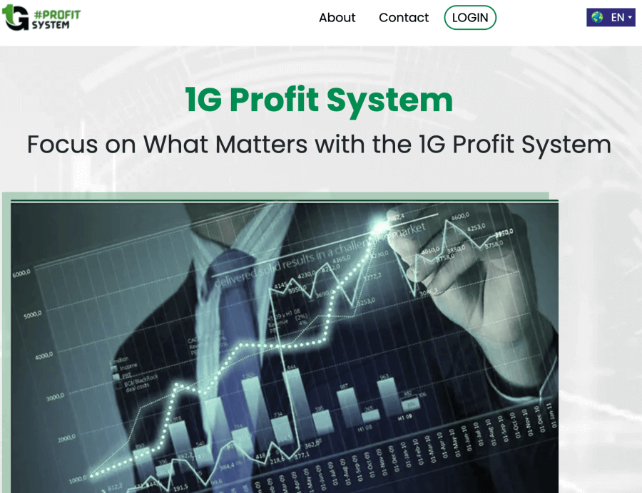 1G Profit Systemの公式ウェブサイト画面