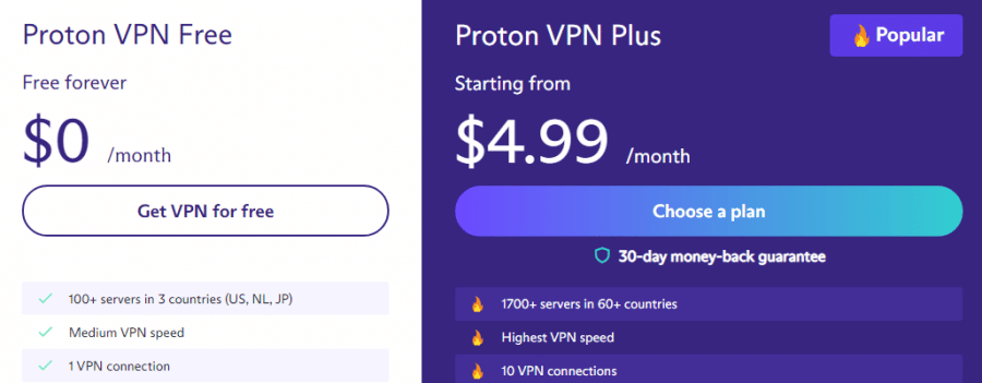 무료 VPN ProtonVPN