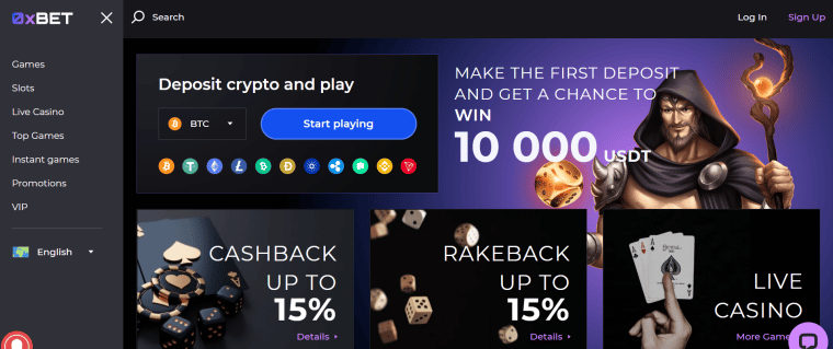 0xBet – Bitcoin casino su trimis didelėmis premijomis