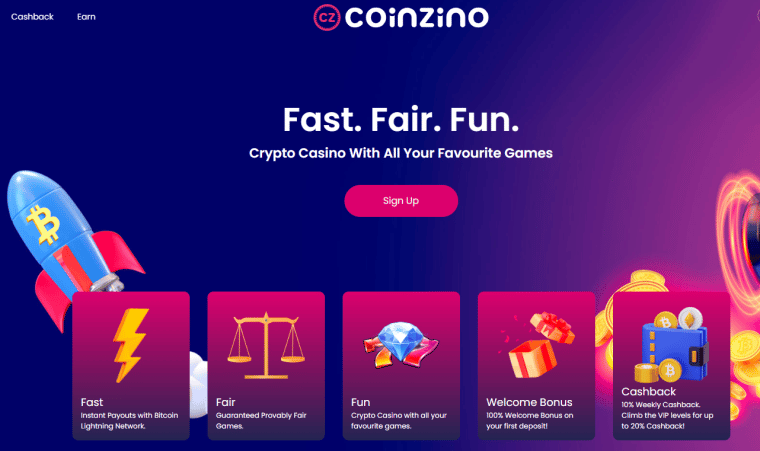 Coinzino casino online – įspūdingi apdovanojimai už pakviestus draugus