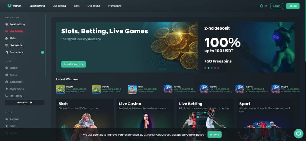 VAVE – trimis premijomis už prisijungimą viliojantis Bitcoin casino