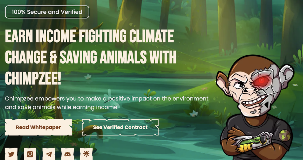 Chimpzee – crypto presales, apdovanojantis už planetos ir gyvūnų išsaugojimą