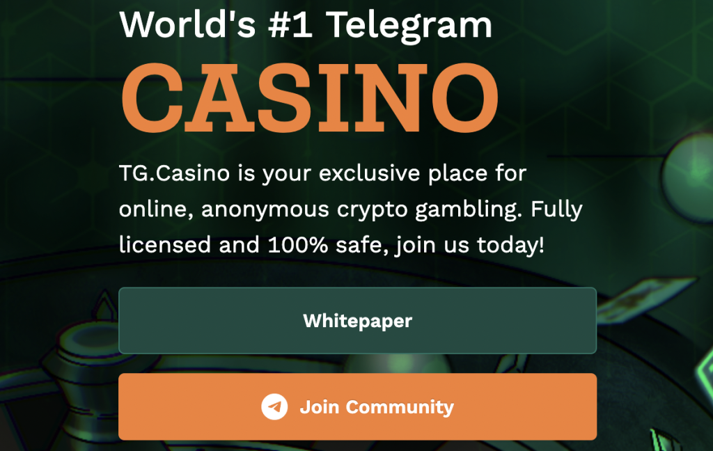TG.Casino - licencijuotas Telegram kriptovaliutų kazino, kuris palaiko anonimines ir momentines pinigų operacijas