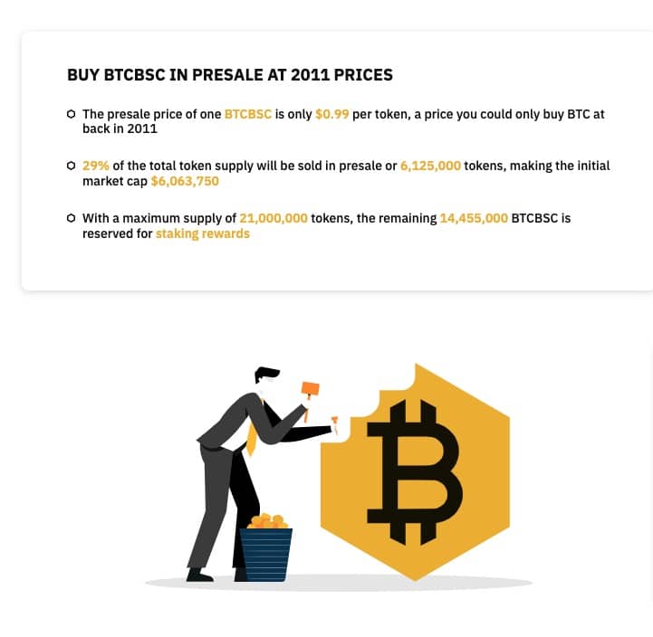 Bitcoin BSC iepriekšpārdošana