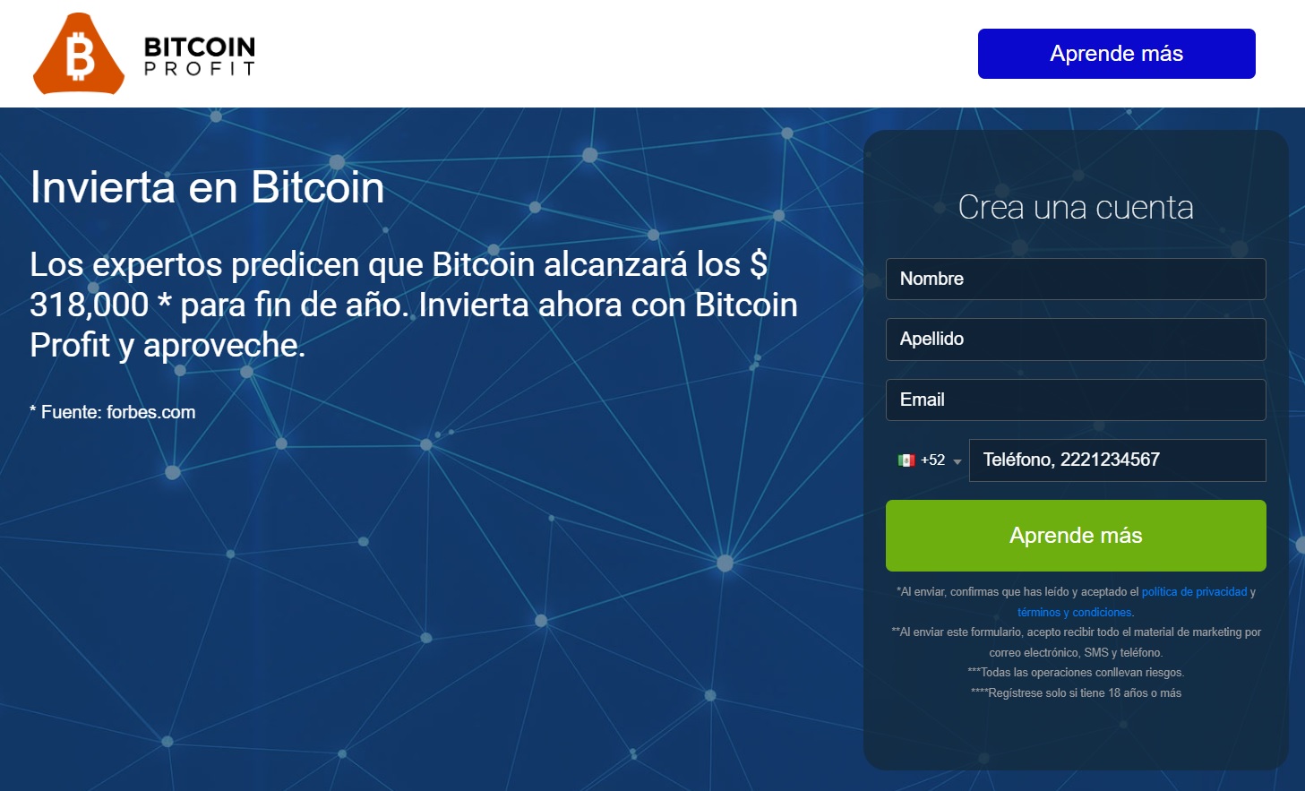 Bitcon Profit webpage