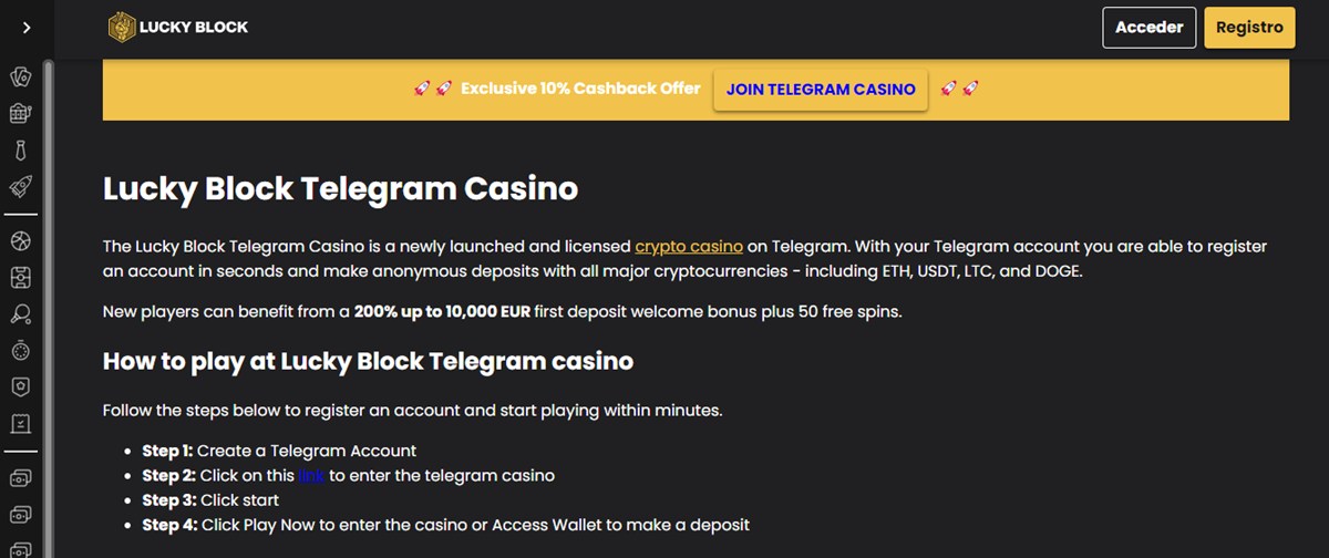 Telegram casino online Lucky Block