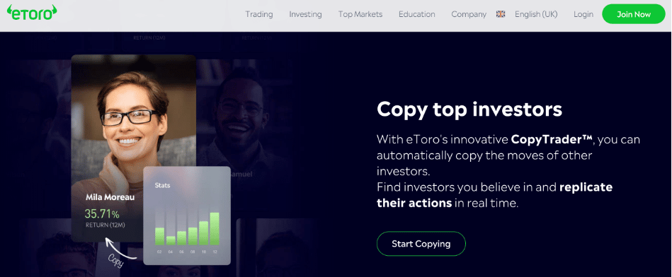 Copy top investors eToro