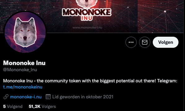 Mononoke Inu twitter account
