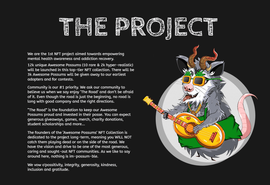 Awesome Possums - Één van de nieuwste NFT projecten met een positieve boodschap