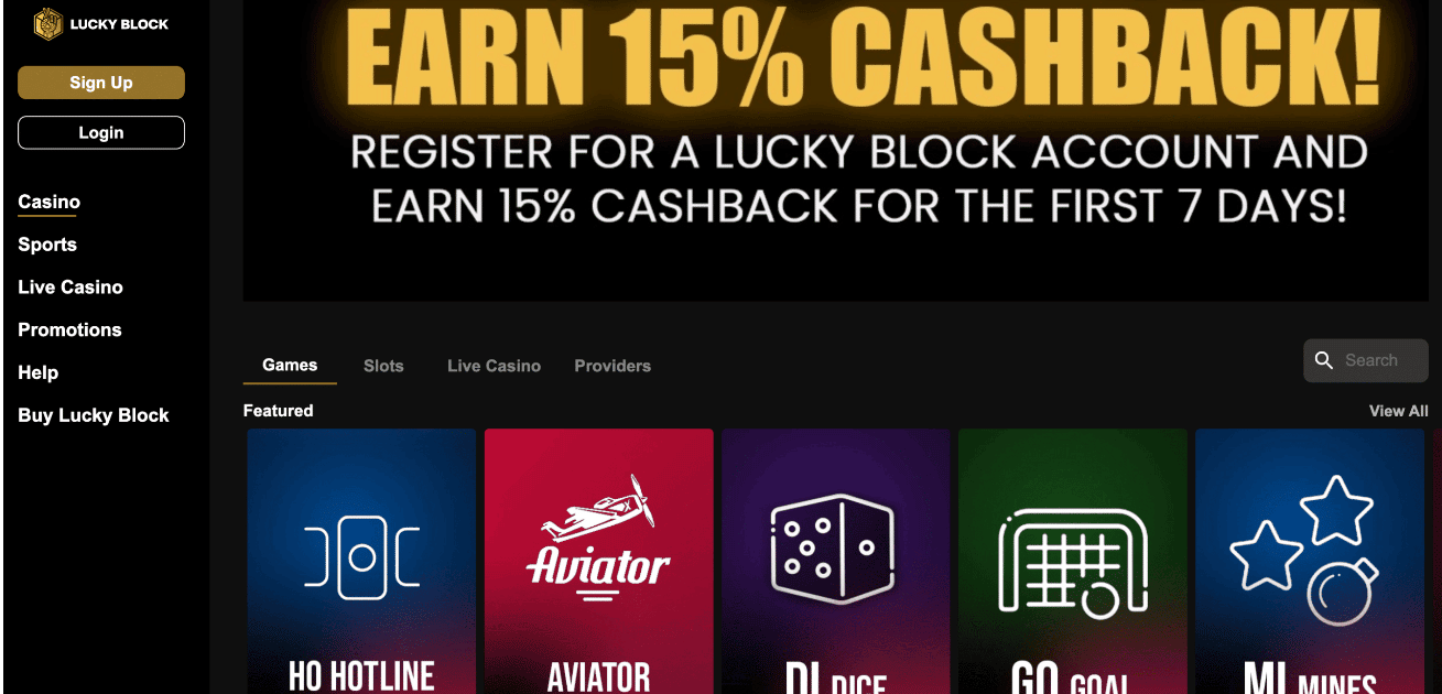 lucky block cash back - crash casino