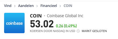 investeren in Bitcoin aandelen - Coinbase