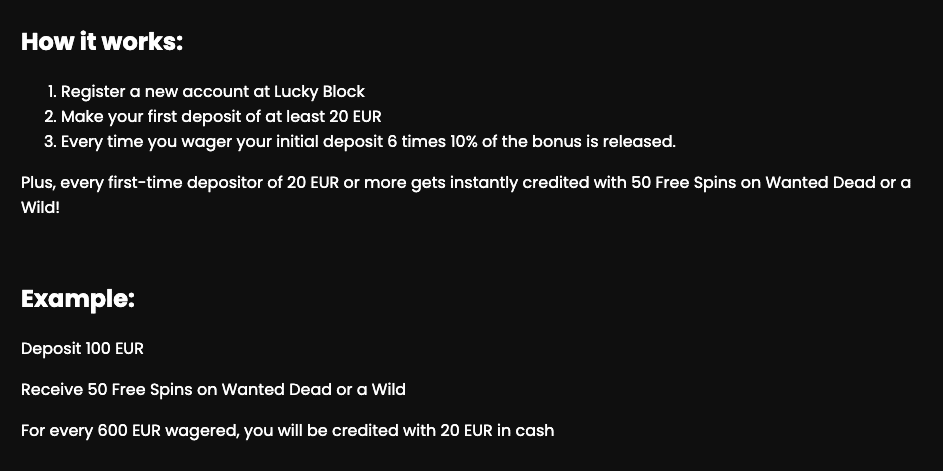 lucky block bonus voorwaarden