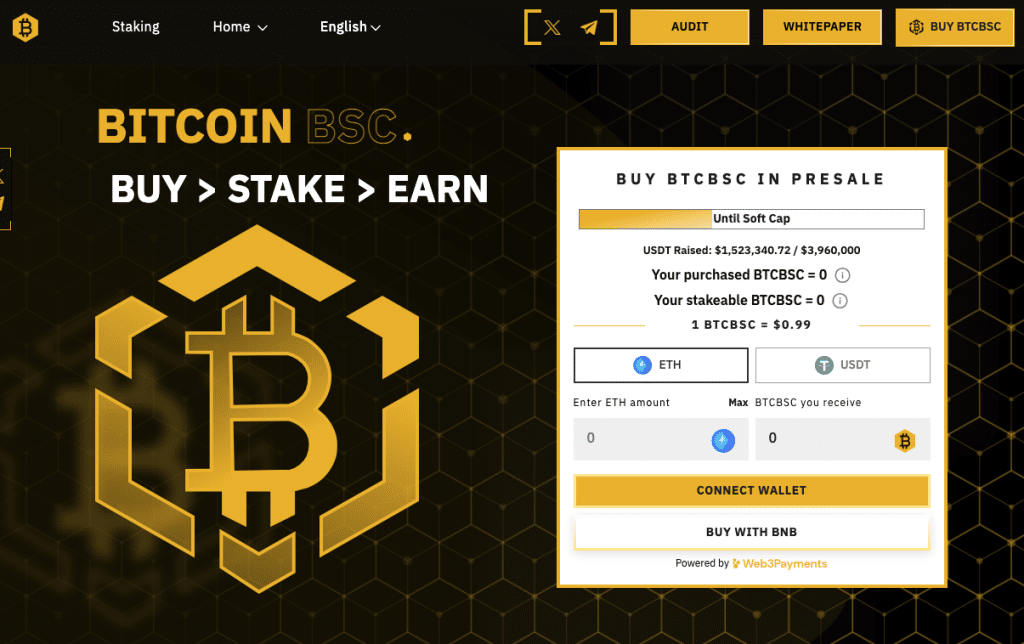 Bitcoin BSC coin launch