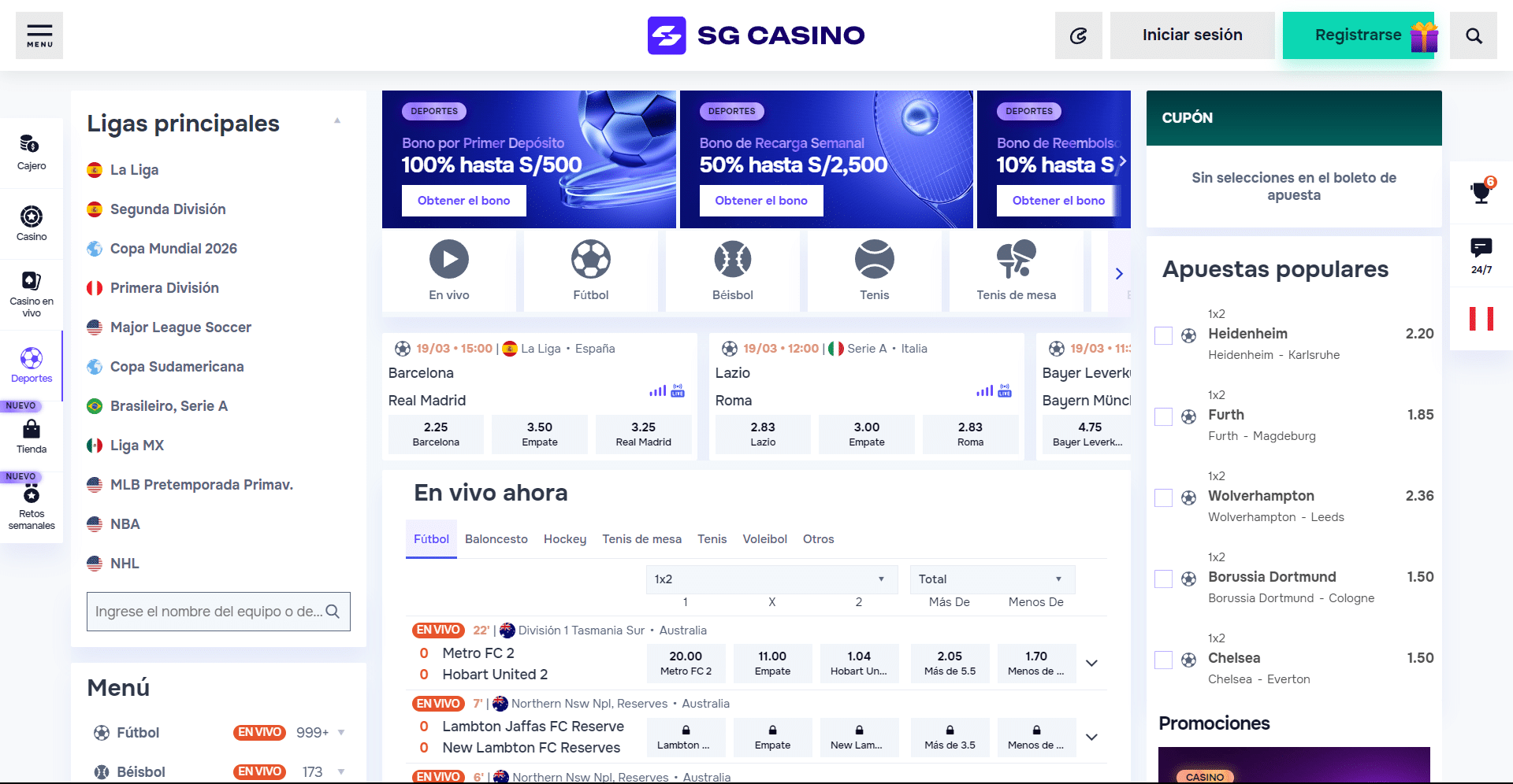 App de apuestas deportivas SG Casino