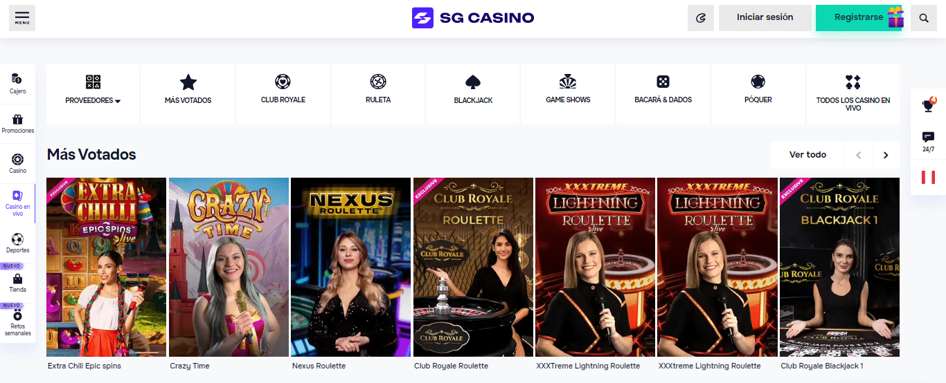 Casino en vivo SG Casino