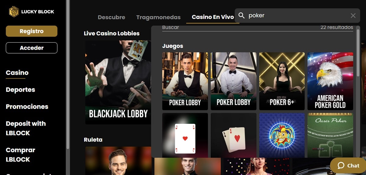 Lucky Block poker online Perú