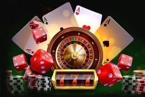 elementy kasyna online - karty, ruletka, żetony