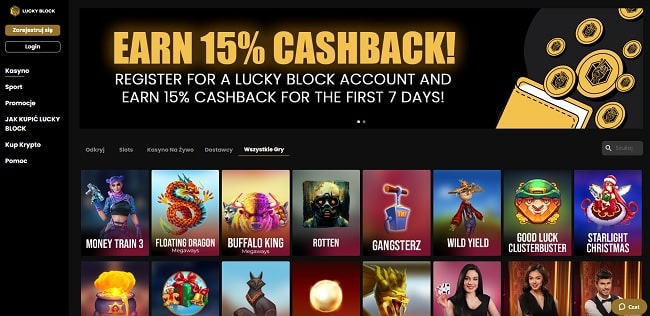 Lucky Block Casino - strona główna - gry