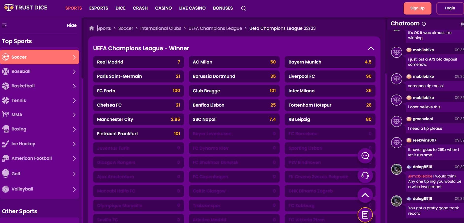 Bitcoin Sports Betting TrustDice Apostas desportivas em TrustDice em 2024