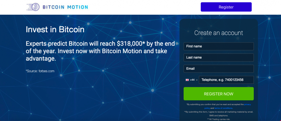 Bitcoin Motion - pagină de pornire